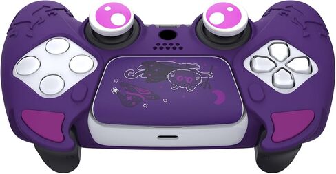 PlayVital Halloween Cute Demon Controller Silicone Case for ps5, Kawaii Controller Cover Gamepad Skin Protector for ps5 with Touch Pad Sticker & Thumb Grip Caps - Purple in Kuwait