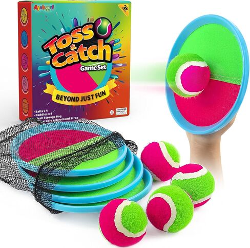 Ayeboovi Upgraded Toss and Catch Ball Game for Kids 4 Paddles and 4 Balls in Kuwait