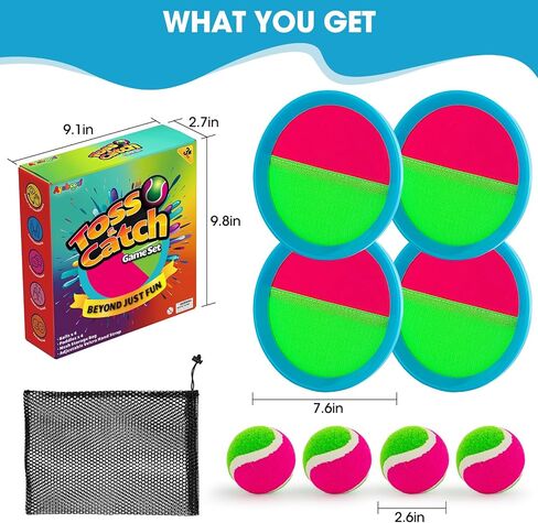 Ayeboovi Upgraded Toss and Catch Ball Game for Kids 4 Paddles and 4 Balls in Kuwait