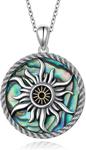 Alphm 925 Sterling Silver Sun/Poseidon Trident Necklace Abalone Shell God of Sun/Sea Pendant Necklace Greek Jewelry for Women Men in Saudi Arabia