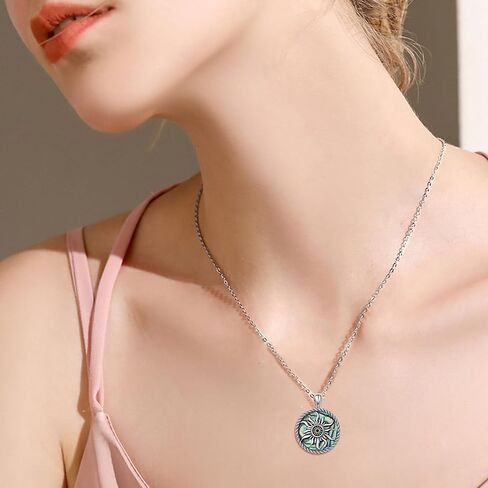 Alphm 925 Sterling Silver Sun/Poseidon Trident Necklace Abalone Shell God of Sun/Sea Pendant Necklace Greek Jewelry for Women Men in Saudi Arabia