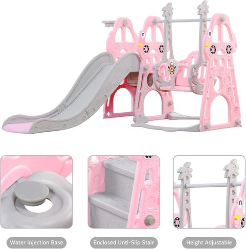 Toddler Slide and Swing Set 4 in 1 Toddler Playground with Swing Slide Climber and Basketball Baby Slide for Boys and Girls Backyard Playsets for Kids Indoor and Outdoor Blue in Saudi Arabia