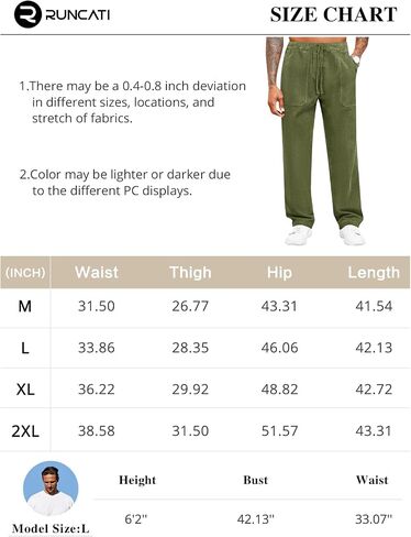 Runcati Mens Corduroy Pants Elastic Waist Drawstring Casual Loose Straight Leg Trousers Relaxed Fit Slacks in Saudi Arabia