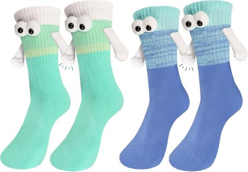 2 Pairs Holding Hands Socks Funny 3D Doll Couple Socks Hand Holding Friend Socks in Saudi Arabia