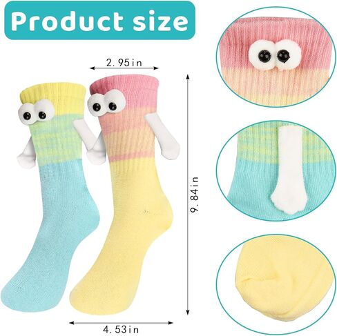 2 Pairs Holding Hands Socks Funny 3D Doll Couple Socks Hand Holding Friend Socks in Saudi Arabia