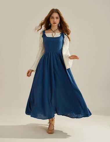Scarlet Darkness Women's Renaissance Overdress Square Neck Maxi Corset Dress with Pockets in Saudi Arabia