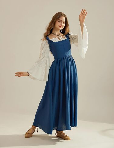 Scarlet Darkness Women's Renaissance Overdress Square Neck Maxi Corset Dress with Pockets in Saudi Arabia