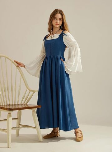 Scarlet Darkness Women's Renaissance Overdress Square Neck Maxi Corset Dress with Pockets in Saudi Arabia