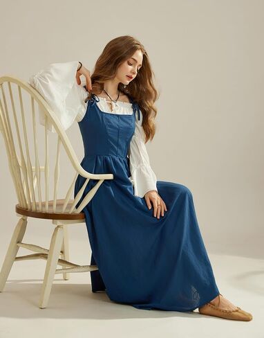Scarlet Darkness Women's Renaissance Overdress Square Neck Maxi Corset Dress with Pockets in Saudi Arabia