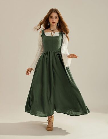 Scarlet Darkness Women's Renaissance Overdress Square Neck Maxi Corset Dress with Pockets in Saudi Arabia