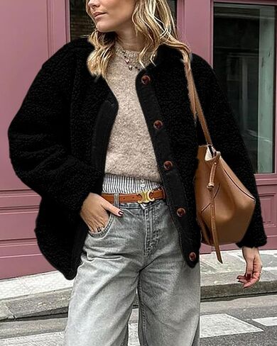PRETTYGARDEN Women's Warm Winter Coats Casual Long Sleeve Button up Fuzzy Sherpa Fleece Jackets Outerwear in Saudi Arabia