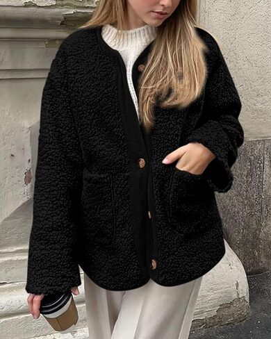 PRETTYGARDEN Women's Warm Winter Coats Casual Long Sleeve Button up Fuzzy Sherpa Fleece Jackets Outerwear in Saudi Arabia