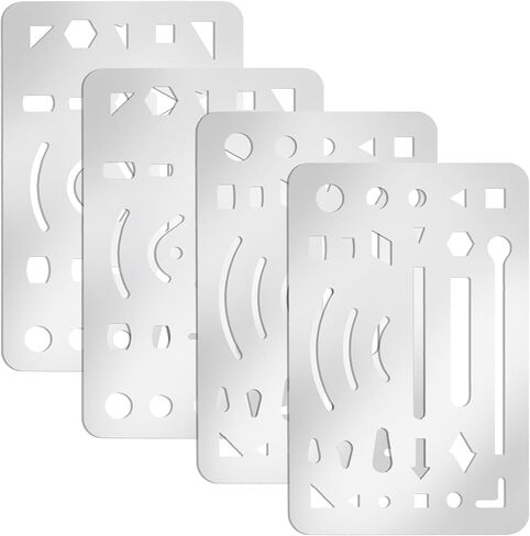 4Pcs Erasing Shields Stainless Steel Drawing Template Shields Drafting Tools Small Eraser Shields Tool for Adult Mechanical Drawing Engineering Design-Produce The Cleanest Line in Saudi Arabia