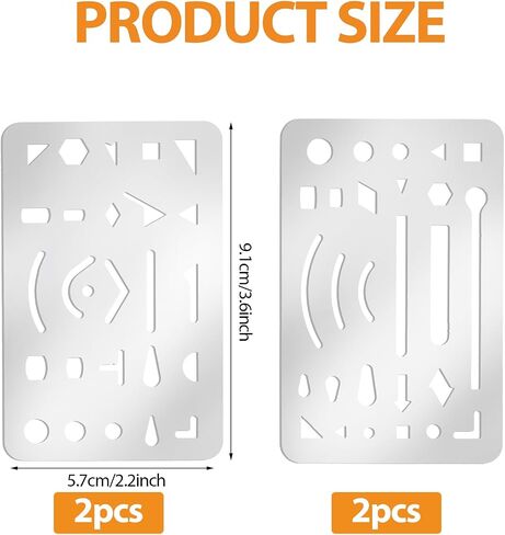 4Pcs Erasing Shields Stainless Steel Drawing Template Shields Drafting Tools Small Eraser Shields Tool for Adult Mechanical Drawing Engineering Design-Produce The Cleanest Line in Saudi Arabia