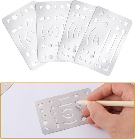 4Pcs Erasing Shields Stainless Steel Drawing Template Shields Drafting Tools Small Eraser Shields Tool for Adult Mechanical Drawing Engineering Design-Produce The Cleanest Line in Saudi Arabia