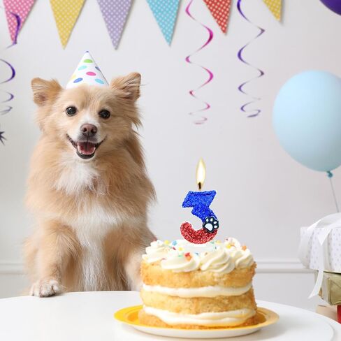 Dog Paw Birthday Number Candles for Cake Decoration, Pink Dog Cat Paw Number 4 Candle, Dog Themed Birthday Cake Topper for Party Decorations Favors Supplies in Saudi Arabia