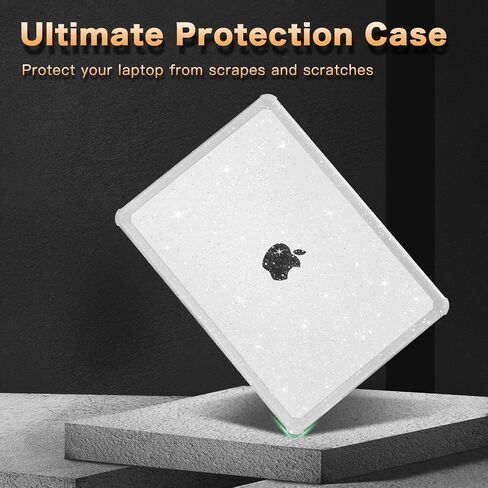 MOSISO Compatible with MacBook Air 13 inch Case 2025 2024 2023 2022 M3 A3113 M2 A2681, Anti-Cracking Heavy Duty TPU Bumper Glitter Hard Case&Keyboard Skin&Screen Film for MacBook Air 13.6, Pink in Saudi Arabia