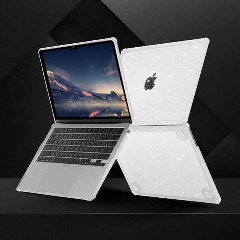 MOSISO Compatible with MacBook Air 13 inch Case 2025 2024 2023 2022 M3 A3113 M2 A2681, Anti-Cracking Heavy Duty TPU Bumper Glitter Hard Case&Keyboard Skin&Screen Film for MacBook Air 13.6, Pink in Saudi Arabia