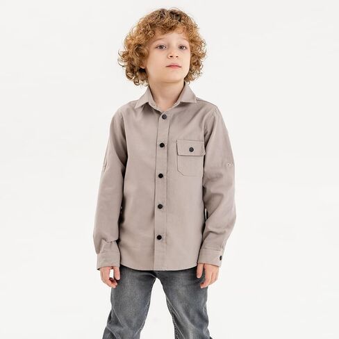 Boys Long Sleeve Shirts: Snap Button Up Toddler Boy Shirt, Roll-Up Sleeves Boys Dress Shirts, Boys Linen Shirt in Kuwait
