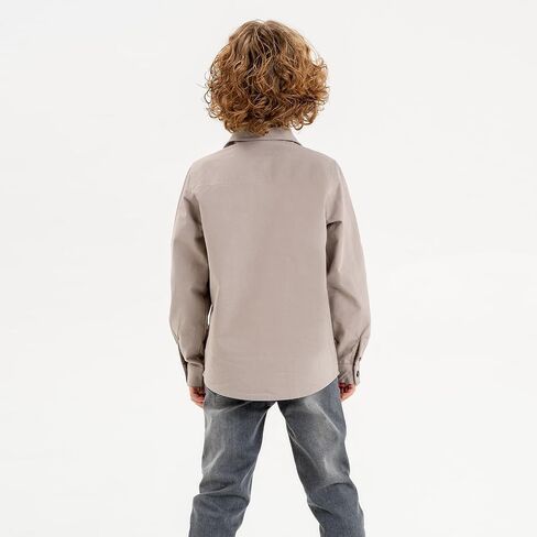 Boys Long Sleeve Shirts: Snap Button Up Toddler Boy Shirt, Roll-Up Sleeves Boys Dress Shirts, Boys Linen Shirt in Kuwait