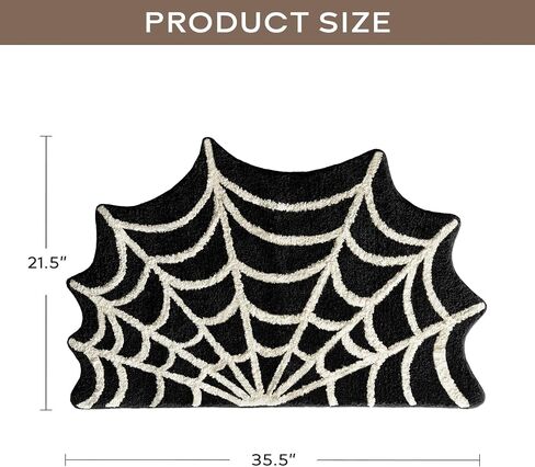 Ashler Halloween Spider Web Rug, Spiderweb Bath Mat for Halloween Decor, Gothic Bathroom Rug, Spiderweb Area Rug Non-Slip Tufted Mats for Front Door, Living Room, Bedroom, Kids' Room, 1.8x3ft, Black in Saudi Arabia