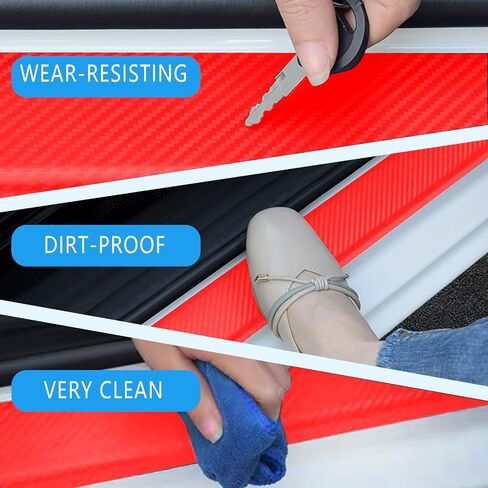 Carbon Car Door Sills Protector, 4d Car Door Threshold Protection, Automotive Door Entry Guard 4 Pcs Universal Rubber Scratch Resistant Exterior Accessories (Black) in Kuwait