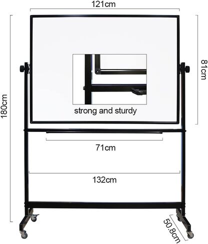 White Mobile Whiteboard with Stand, Large 32" x 48"Magnetic Mobile Dry Erase Board with Wheels, Adjustable 360° Double Sided Rolling Board, for Office Classroom Home in Saudi Arabia