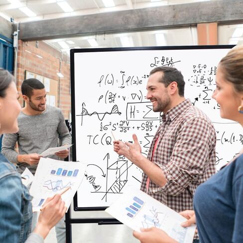 White Mobile Whiteboard with Stand, Large 32" x 48"Magnetic Mobile Dry Erase Board with Wheels, Adjustable 360° Double Sided Rolling Board, for Office Classroom Home in Saudi Arabia