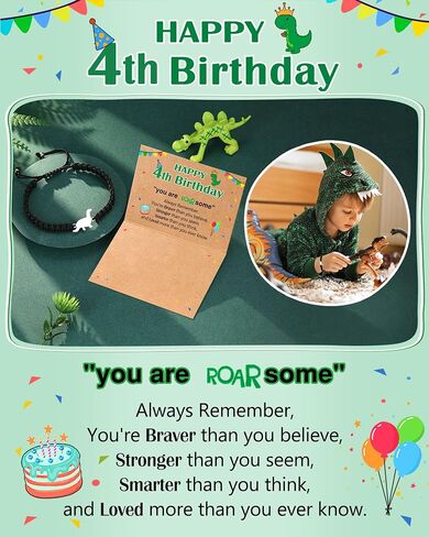 PINKDODO Birthday Gifts for 3 4 5 Year Old Boys Dinosaur Bracelet for Son Grandson Nephew in Kuwait