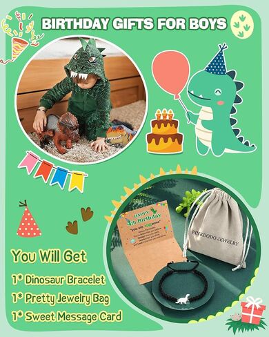PINKDODO Birthday Gifts for 3 4 5 Year Old Boys Dinosaur Bracelet for Son Grandson Nephew in Kuwait