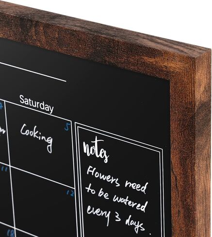 ARCOBIS Chalkboard Calendar with Cork Board, 24x18 Inch Wood Frame Bulletin Board for Wall, Magnetic Chalk Calendar Board with Chalk Markers, Push-Pins and Magnets in Kuwait