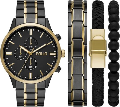 Folio Men's -Tone Watch, Bracelet and Accessories Gift Set in Kuwait