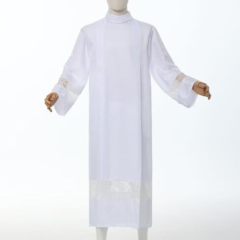 Catholic Church Priest ALB White Linen Lace Pleated Vestment Robe in Kuwait