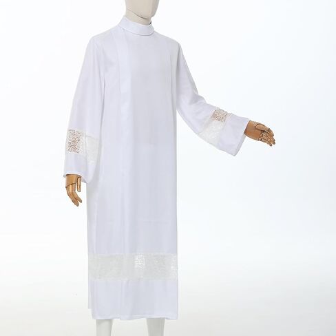 Catholic Church Priest ALB White Linen Lace Pleated Vestment Robe in Kuwait