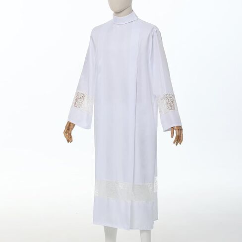 Catholic Church Priest ALB White Linen Lace Pleated Vestment Robe in Kuwait