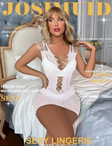 Womens Lingerie Fishnet Dress Mesh Badydoll Fishnet Bodysuit See Through Chemise Cut Out Mini Dress in Saudi Arabia