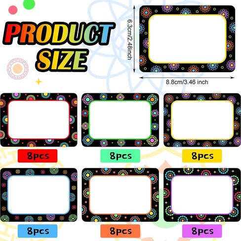 48 Pcs Name Tags for Classroom Dots on Black Name Tags Dots Flat Name Plates Dots Name Labels Space Creative Name Tag for School Bulletin Board Scrapbooking Gift Tag in Saudi Arabia