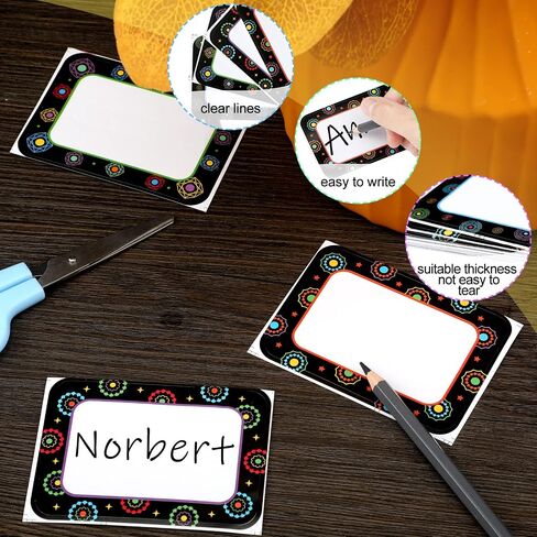 48 Pcs Name Tags for Classroom Dots on Black Name Tags Dots Flat Name Plates Dots Name Labels Space Creative Name Tag for School Bulletin Board Scrapbooking Gift Tag in Saudi Arabia
