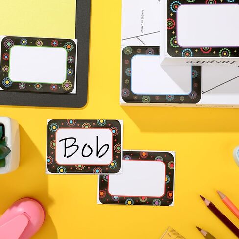 48 Pcs Name Tags for Classroom Dots on Black Name Tags Dots Flat Name Plates Dots Name Labels Space Creative Name Tag for School Bulletin Board Scrapbooking Gift Tag in Saudi Arabia
