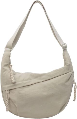 Nylon Crossbody Bags for Women, Trendy Medium Crescent Bag, Lightweight Woman Over Shoulder Purse with Zipper in Kuwait
