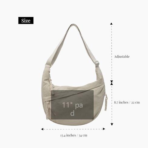 Nylon Crossbody Bags for Women, Trendy Medium Crescent Bag, Lightweight Woman Over Shoulder Purse with Zipper in Kuwait