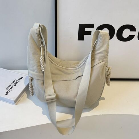 Nylon Crossbody Bags for Women, Trendy Medium Crescent Bag, Lightweight Woman Over Shoulder Purse with Zipper in Kuwait