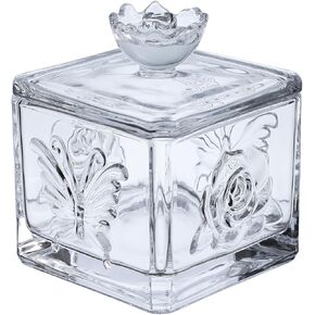 Phalaenopsis Embossed Glass Candy Jar, Stained Glass Food Jar with Lid
