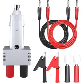 Goupchn Cigarette Lighter Plug Male to Dual 4mm Female Banana Socket Car Charger Adapter 12V 10A with Power Wires Alligator Clips for Motorcycle, ATV, Bus, Dining Car