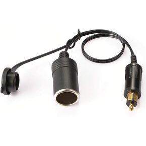 iMESTOU European Male Din Plug-US Female Cigarette Lighter Socket Adapter 12V-24V with Waterproof Cover