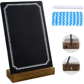 3 Pack Small Chalkboard Signs with Stand, 8x5'' Table Top Chalkboard Sign with Wooden Base, Double-Sided Mini Chalkboard Signs for Food Message Boards Restaurant Bar Party Store Decoration