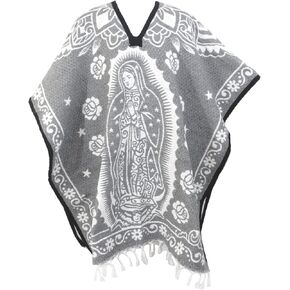 Authentic Mexican Poncho Virgen de Guadalupe Reversible Cobija Blanket