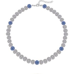 Baseball Beaded Necklace Corlorful Rhinestone Beads Necklace Bling Disco Party Jewelry -16in/18in/20in/22in
