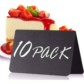 10 Mini Chalkboard Signs for Food 3x4 inch - Plastic Small Chalk Food Tags for Buffet - Chalkboard Table Tent Cards - Black Catering Food Labels - Chalk Board Name Cards for Food
