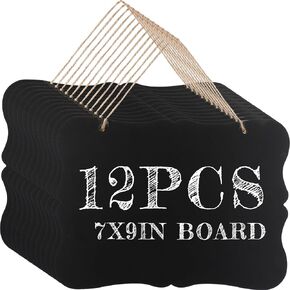 12 Pcs Hanging Chalkboard Signs Bulk Double Sided Chalkboards Small Chalkboard Erasable Message Board Sign with Hanging String for Wedding Birthday Party Event Decorations (Retro)